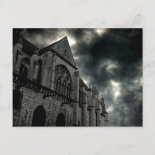 cathedral with dramatic sky postcard