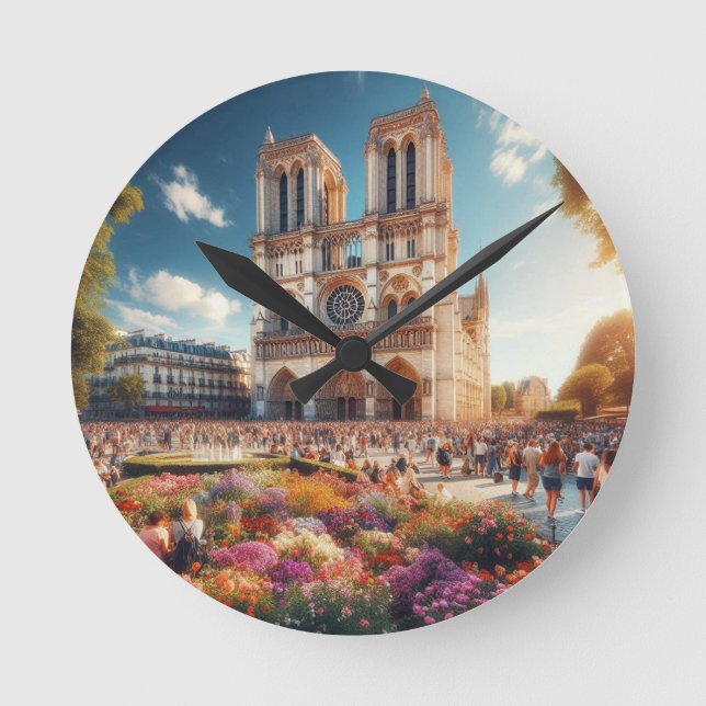  Cathédrale Notre-Dame de Paris Round Clock (Front)
