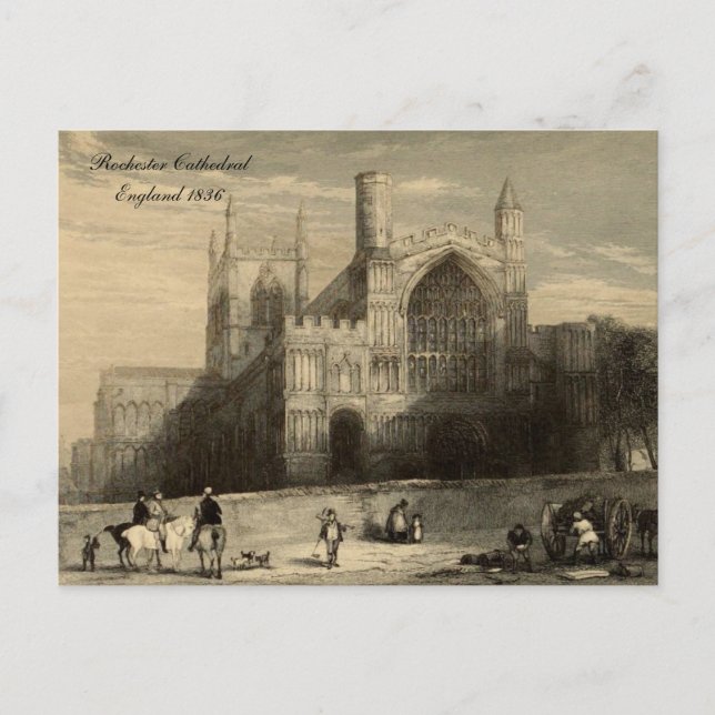 Cathedrals of England Series: Rochester 1836 Postcard (Front)