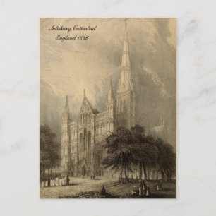 Cathedrals of England Series: Salisbury 1836 Postcard
