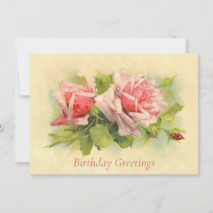 Catherine Klein Pink Rose Spray Birthday Postcard