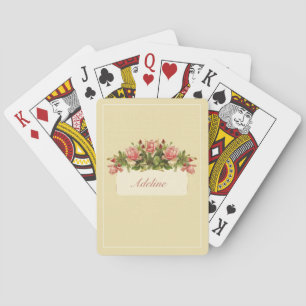 Catherine Klein Vintage Apricot Pink Roses Playing Cards