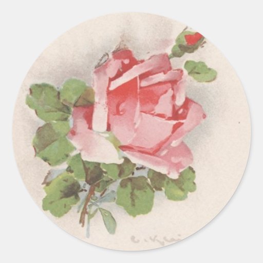 Image of Catherine Klein's Pink Rose Classic Round Sticker