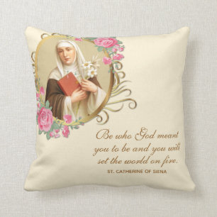 Catherine of Siena Prayer Quote Roses Religious Cushion