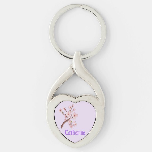 Catherine Sakura Blossom Branch Heart Key Ring (Front)