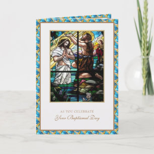 Catholic Adult Baptism Religious Stained Glass Card