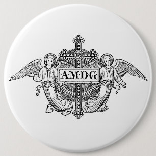 Catholic Art Angels AMDG Traditional Cross 6 Cm Round Badge
