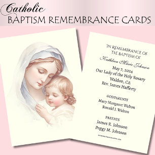 Catholic Baby  Baptism Remembrance Holy Card