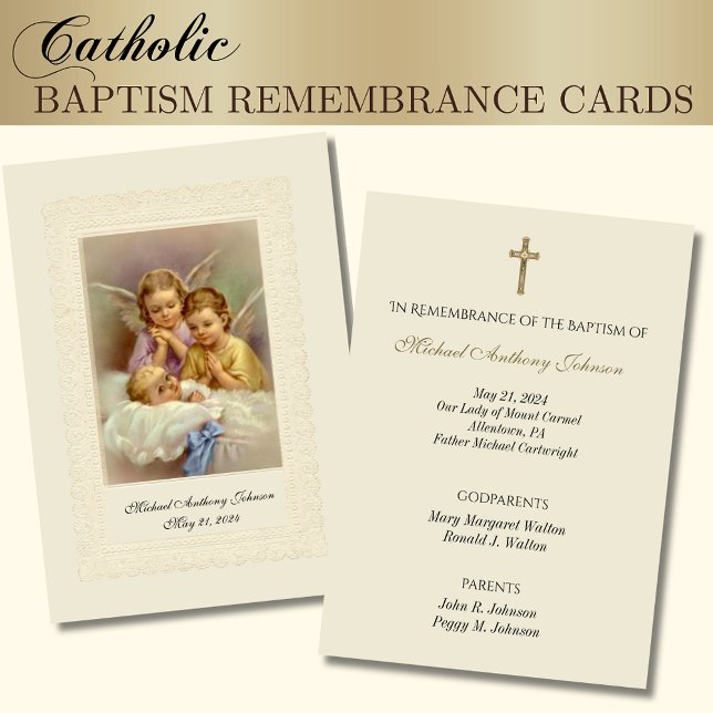 Catholic Baby Boy Baptismal Remembrance Holy Card (Creator Uploaded)