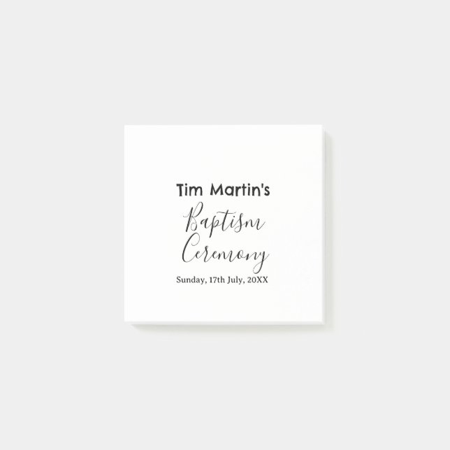 Catholic baptism ceremony name date simple minimal post-it notes (Front)