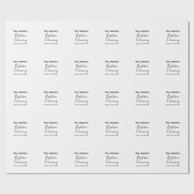 Catholic baptism ceremony name date simple minimal wrapping paper (Flat)