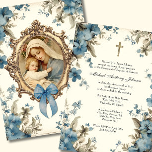 Catholic Baptism Christening Blessed Mother Jesus Invitation