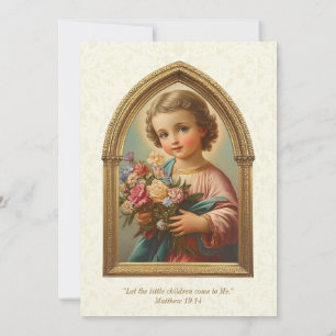 Catholic Baptism Christening Floral Child Jesus Invitation