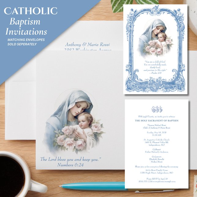 Catholic Baptism Christening Mary Jesus Invitation (Creator Uploaded)