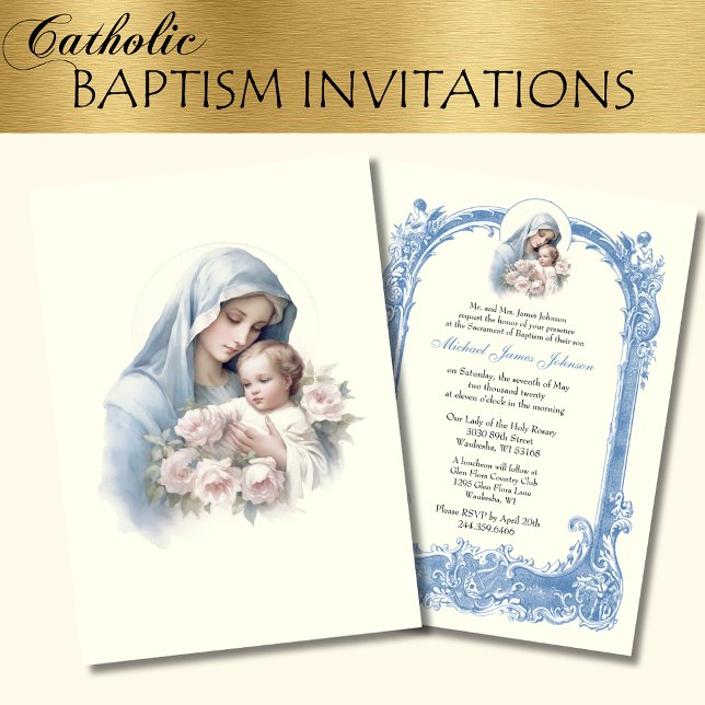 Catholic Baptism Christening Mary Jesus Invitation (Creator Uploaded)