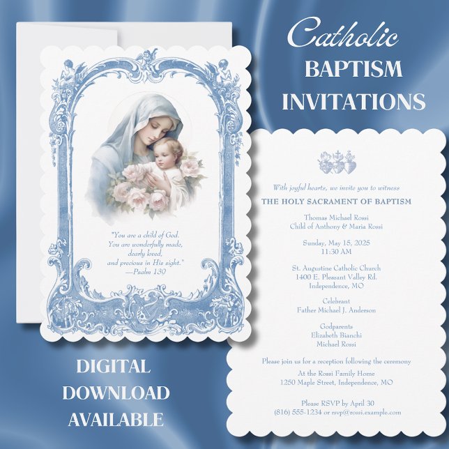 Catholic Baptism Christening Mary Jesus Invitation (Creator Uploaded)