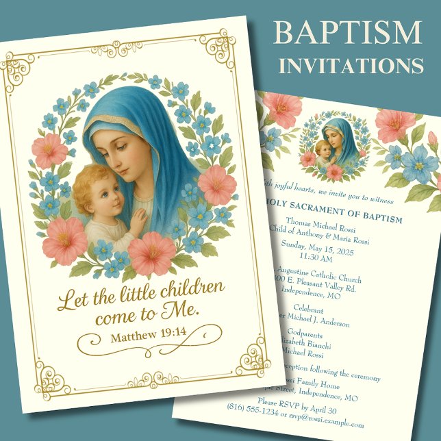 Catholic Baptism Christening Mary Jesus Invitation (Creator Uploaded)