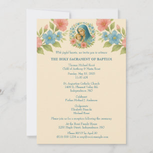 Catholic Baptism Christening Mary Jesus Invitation