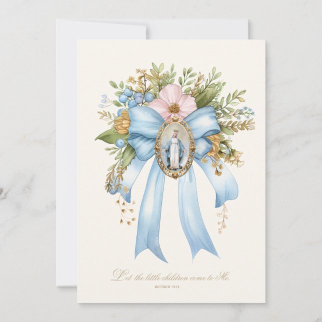 Catholic Baptism Floral Mary and Jesus Invitation (Back)