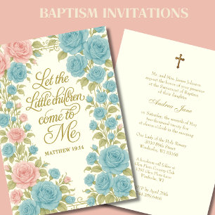 Catholic Baptism Floral Mary & Jesus Scripture Invitation