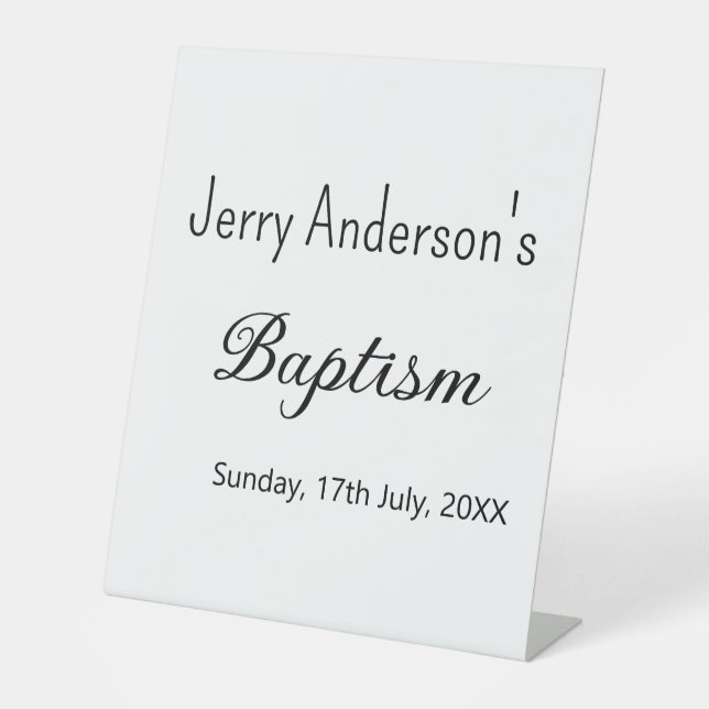 Catholic baptism kids modern simple QR minimal Pedestal Sign (Front)