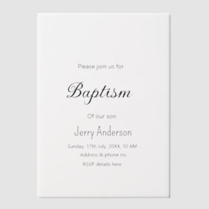 Catholic baptism kids modern simple QR minimal Vellum Invitations