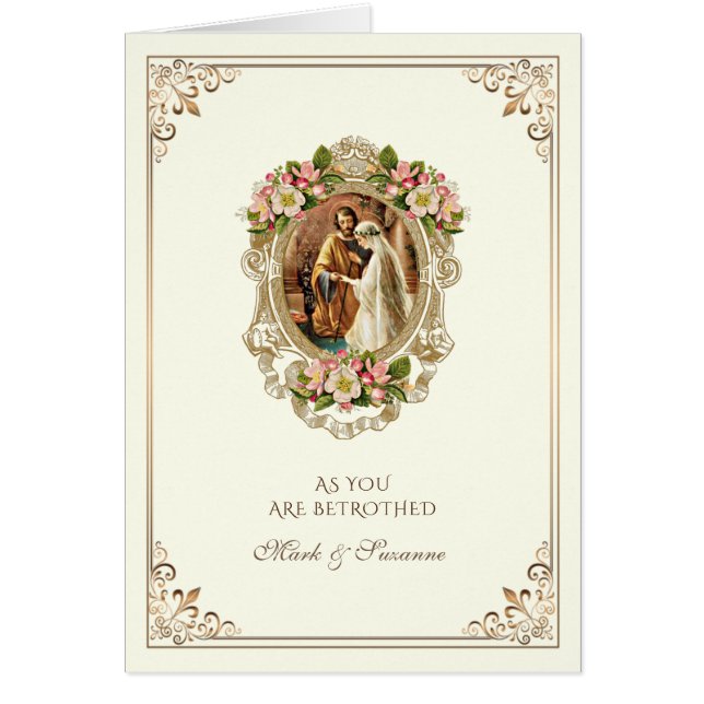 Catholic Betrothal  Prayer Congratulations  Card (Front)