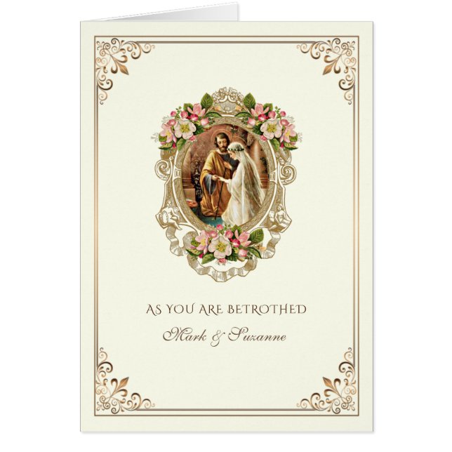 Catholic Betrothal  Prayer Congratulations  Card (Front)