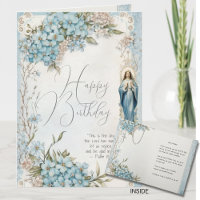 Catholic Birthday Mary Blue Floral Scripture