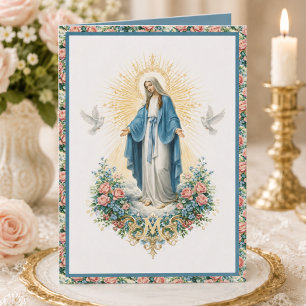 Catholic Birthday Our Lady of Grace Floral Card