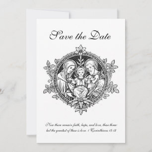 Catholic Black & White Holy Family Save The Date