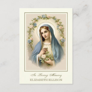 Catholic Blessed Mother Mary Funeral Prayer Card