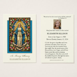 Catholic Blessed Mother Mary Funeral Prayer Card