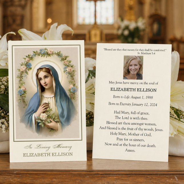 Catholic Blessed Mother Mary Funeral Prayer Card (Creator Uploaded)