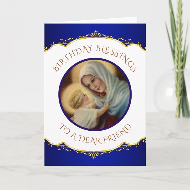 Catholic Blessed Virgin Mary Baby Jesus Holiday Card (Front)