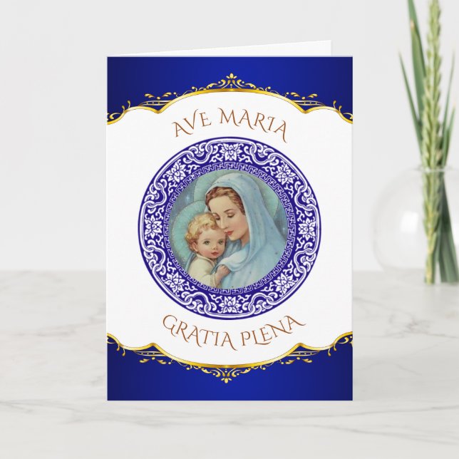 Catholic Blessed Virgin Mary Baby Jesus Holiday Card (Front)