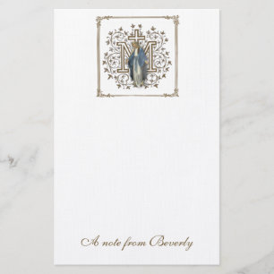 Catholic Blessed Virgin Mary Cross Religious Stationery