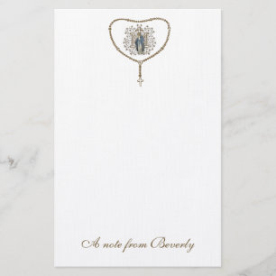 Catholic Blessed Virgin Mary Cross Rosary Stationery