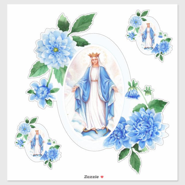 Catholic Blessed Virgin Mary Floral Religious (Sheet)