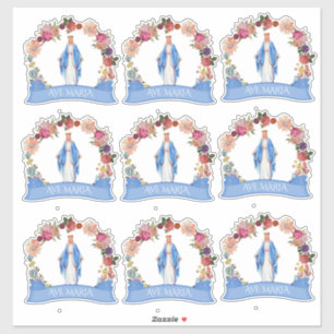 Catholic Blessed Virgin Mary Floral Religious