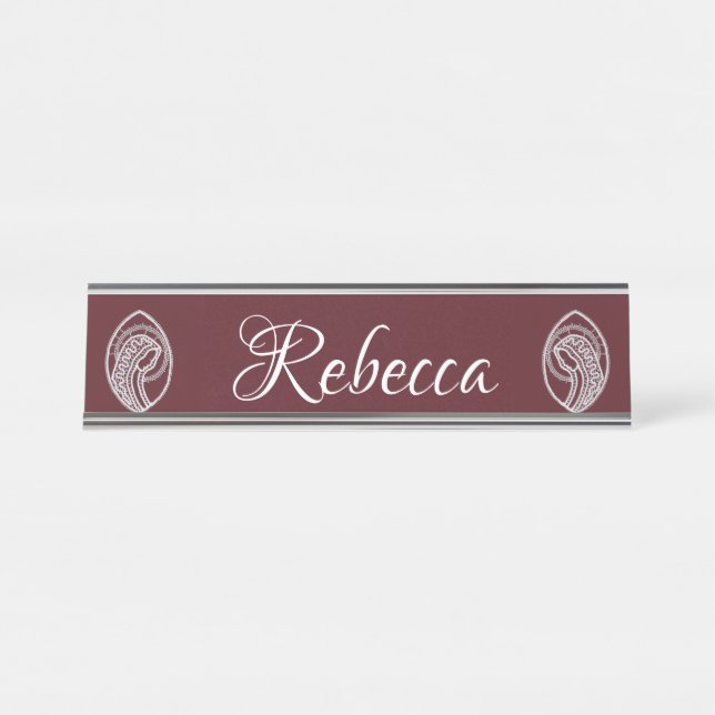 Catholic Blessed Virgin Mary, lace  Desk Name Plate (Front)