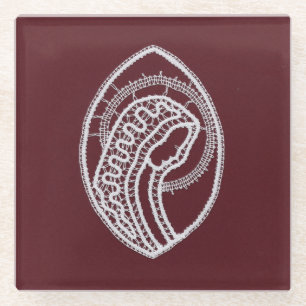 Catholic Blessed Virgin Mary, lace  Glass Coaster