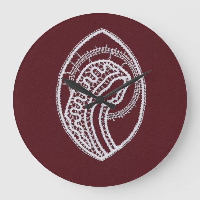 Catholic Blessed Virgin Mary, lace  Large Clock (Front)