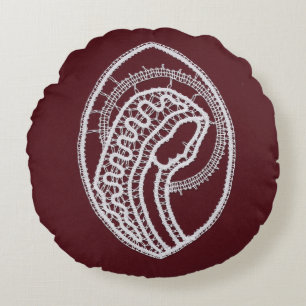 Catholic Blessed Virgin Mary, lace Round Cushion