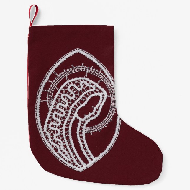Catholic Blessed Virgin Mary, lace  Small Christmas Stocking (Front)