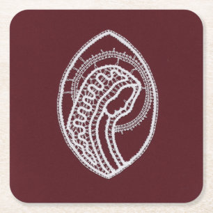 Catholic Blessed Virgin Mary, lace Square Paper Coaster