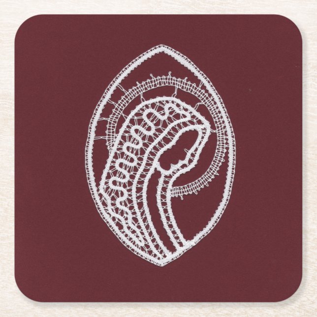 Catholic Blessed Virgin Mary, lace  Square Paper Coaster (Front)