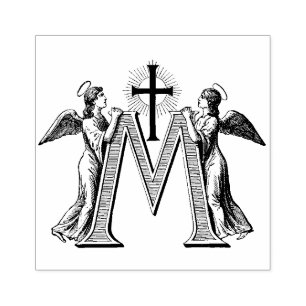 Catholic Blessed Virgin Mary Marian Angels Rubber Stamp