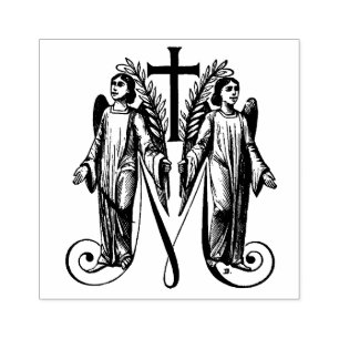 Catholic Blessed Virgin Mary Marian Angels Rubber Stamp