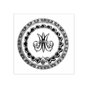 Catholic Blessed Virgin Mary Marian Symbol Rubber Stamp